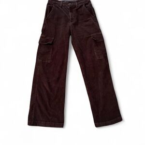 Hollister Ultra High Rise Dark Brown Corduroy Cargo Pants
